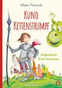 Titel: Kuno Kettenstrumpf. Untertitel: Unglaubliche Ritterabenteuer. Illustration: Ritter mit Drache und Pferd.