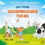 "Der kleine Sachensucher Fuchs" und "Auf dem Bauernhof". Eine Illustration mit Fuchs, Kuh, Ziege und anderen Tieren.