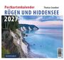 "Postkartenkalender Rügen und Hiddensee 2027, Thomas Grundner." Klippen und Meer bei Sonnenuntergang.