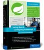 „Spring Boot 4 und Spring Framework 7, Christian Ullenboom, umfassendes Handbuch.“ Buchcover mit abstraktem Logo, Textausschnitten und einem Mann am Laptop.
