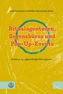 Titel: Ritualagenturen, Segensbüros und Pop-Up-Events. Gelber Hintergrund, blaues Kreis-Logo unten links.