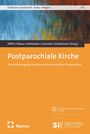 Postparochiale Kirche: Veränderungsdynamiken in ökumenischer Perspektive. Abstrakte, farbige Malerei. Logos von Nomos und EVL.