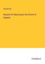 Anonymous: Reasons for Returning to the Church of England, Buch