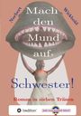 Text: "Mach den Mund auf, Schwester! Roman in sieben Tränen." Frau in Brautkleid hält riesigen offenen Hai-Mund hoch.