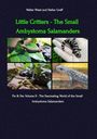 Text: "Little Critters - The Small Ambystoma Salamanders", Bilder von Salamandern auf Pflanzen, in Hand und im Wasser.