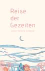 "Reise der Gezeiten" von Anna-Valerie Edegger. Illustration mit Mond, Wellen, Fischen und Korallen in sanften Farben.