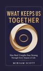 "WHAT KEEPS US TOGETHER" von Miriam Scott. Stilvolles Design in Dunkelblau und Gold mit einer spiralförmigen Grafik.