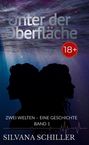 "Unter der Oberfläche" und "18+" Text, zwei schwarze Silhouetten von Gesichtern, darüber stilisiertes Wasser.