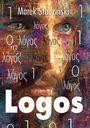Texte: "Marek Studziński", "λόγος", "Logos". Gesicht mit komplexem, buntem Muster aus Symbolen und Zeichen.