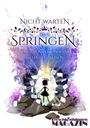 "Nicht warten, SPRINGEN. Die Froschkönigin geht auf Reisen." Silhouette einer Krone tragenden Frau, umgeben von Blättern.