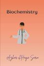 Text: "Biochemistry" oben, "Azhar ul Haque Sario" unten. Illustration: Person mit Stethoskop auf orangem Hintergrund.