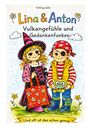 Eine Illustration von zwei Kindern, Lina und Anton, mit dem Titel "Vulkangefühle und Gedankenfunken".