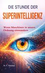 Text: "DIE STUNDE DER SUPERINTELLIGENZ. Wenn Maschinen in unsere Ordnung einwandern. H. T. Thielen." Grafik: Auge mit Lichteffekten.