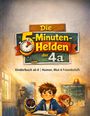 "Die 5-Minuten-Helden der 4a. Kinderbuch ab 8 | Humor, Mut & Freundschaft. Projekt Helden-Takt."   
Illustration von Kindern mit Stoppuhr.