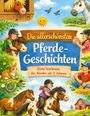 "Die allerschönsten Pferde-Geschichten. Zum Vorlesen für Kinder ab 5 Jahren." Illustration mit fröhlichen Kindern und Pferden.