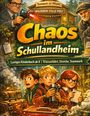 „Chaos im Schullandheim“, Waldheim Stille Post, Teamwork ist Pflicht! Kinder, Lehrer und ein älterer Mann in illustrativer Szene.