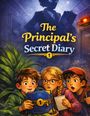 „The Principal’s Secret Diary“. Drei Kinder schauen überrascht auf ein Tagebuch mit Schloss, im Hintergrund ein Schatten.