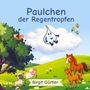 „Paulchen der Regentropfen“ und „Birgit Gürtler“. Illustration: Regentropfen, Tiere, Bäume, Wiese.