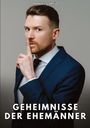Der Text "MANUEL GARCÍA" steht oben, "GEHEIMNISSE DER EHEMÄNNER" unten. Ein Mann im Anzug mit Finger vor den Lippen.
