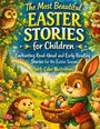 "The Most Beautiful Easter Stories for Children" steht oben. Darunter sind ein Hase mit Korb und ein Igel in einer Waldszene.