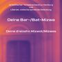 Israelitischer Tempelverband Hamburg, Liberale Jüdische Gemeinde Oldenburg. Deine Bar-/Bat-Mizwa, Deine dreizehn Mizwot/Mizwas. Hintergrund in Orange und Lila.