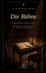 "Die Bühne. Roman eines Übersetzers. Eine Geschichte über Shakespeare, Sprache und die Kunst des Verschwindens."   
Ein Tisch mit Buch und Kerze auf einer Bühne, dunkle Atmosphäre.