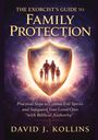 "The Exorcist’s Guide to Family Protection", ein Schild-Emblem mit Silhouetten einer Familie und einem Lichtkreuz.