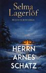 "Selma Lagerlöf Meisterwerke, Herrn Arnes Schatz" steht über einer Winterlandschaft mit einem beleuchteten Haus.