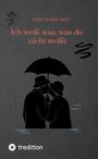 Text: "Nora Marquardt" und "Ich weiß was, was du nicht weißt." Silhouette eines Paares unter einem Regenschirm.