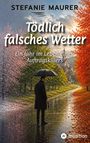 "Tödlich falsches Wetter: Ein Jahr im Leben eines Auftragskillers" von Stefanie Maurer. Mann mit Regenschirm auf einer Allee.