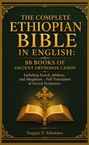 Titel: "The Complete Ethiopian Bible in English". Illustration: Geöffnete Bibel, strahlendes Kreuz darüber. Tsegaye F. Yohannes.