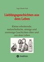 „Lieblingsgeschichten aus dem Leben“ von Inge Diesel-Voß. Illustration: Glücklicher Marienkäfer, Taschenlampe, Staubsauger, Flasche.