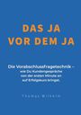 "DAS JA VOR DEM JA" steht groß und orange auf blauem Hintergrund. Darunter Details zur Verkaufstechnik von Thomas Wilhelm.