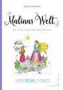 „Malinas Welt: Die Insel zwischen den Welten“. Zwei Mädchen auf einer Insel, darunter der Text „SPIRITBEAR.STORIES“.