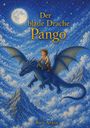 "Der blaue Drache Pango", darunter "Bari Arain". Ein Junge reitet auf einem blauen Drachen vor Nachthimmel.