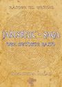 „Jarlsblut - Saga, der sechste Band. Historischer Roman.“ Verziertes Wikinger-Muster im Hintergrund, hellbraun.