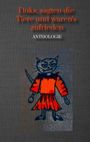 Text: "Duks, sagten die Tiere und waren's zufrieden ANTHOLOGIE". Illustration: Katze im roten Gewand mit Schwert.