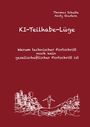 Titel: "KI-Teilhabe-Lüge." Untertitel: "Warum technischer Fortschritt noch kein gesellschaftlicher Fortschritt ist." Illustration: Linienzeichnung einer Stadt und Natur.