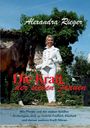 Titel: "Die Kraft der sieben Frauen". Alexandra Rieger mit einem Pferd. Hintergrund mit grünem Laub und klarer Himmel.