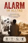 „ALARM IM ALLTAG“: Text über Dysregulation und Rückkehr. Person in Stress neben Mann vor Landschaft. Symbole: Verstehen, Regulieren.