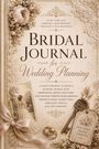 "Bridal Journal for Wedding Planning", Verzierungen, Spitze, Blumen, Schleifen, antiker Schlüssel, Hochzeitsfoto, Ringe.