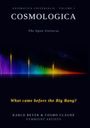 Titel: COSMOLOGICA. Untertitel: The Open Universe. Frage: What came before the Big Bang? Autoren: KARLO BEYER & COSMO CLAUDE. Bunte Lichtwellen auf dunklem Hintergrund.