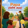 "Papa zieht aus! Emma und die Trennung ihrer Eltern." Illustration: Vater verabschiedet sich mit Kiste und Winken.