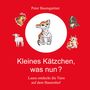 Text: "Peter Baumgartner. Kleines Kätzchen, was nun? Laura entdeckt die Tiere auf dem Bauernhof." Illustration von Tieren.