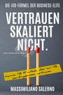 Buchtitel mit großem Text: "Vertrauen skaliert nicht." Zwei Streichhölzer, eins normal, eins mit rotem Ende. Autor: Massimiliano Salerno.