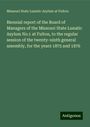 Missouri State Lunatic Asylum at Fulton: Biennial report of the Board of Managers of the Missouri State Lunatic Asylum No.1 at Fulton, to the regular session of the twenty-ninth general assembly, for the years 1875 and 1876, Buch
