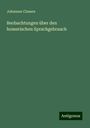 Johannes Classen: Beobachtungen über den homerischen Sprachgebrauch, Buch