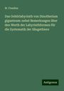 M. Claudius: Das Gehörlabyrinth von Dinotherium giganteum: nebst Bemerkungen über den Werth der Labyrinthformen für die Systematik der Säugethiere, Buch