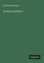Karl Wilhelm Krüger: Kritische Analekten, Buch