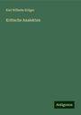Karl Wilhelm Krüger: Krüger, K: Kritische Analekten, Buch